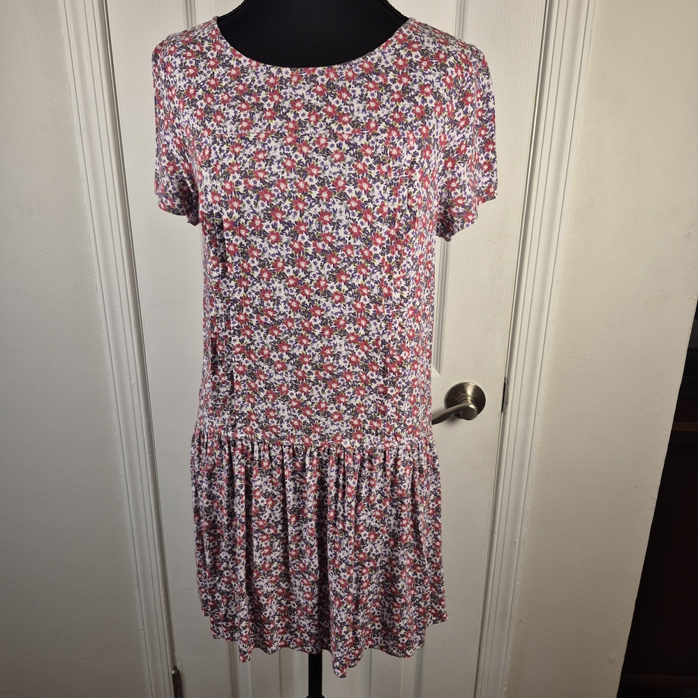 Coincidence & Chance Ditsy Floral Drop Waist Mini Dress Size M